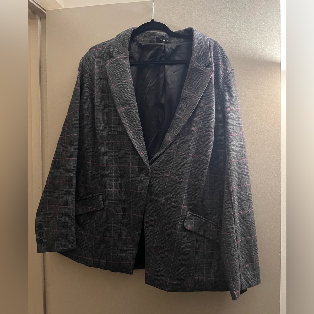Torrid gray plaid blazer
